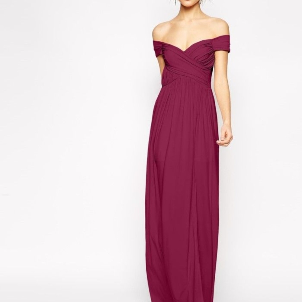 ASOS Petite Maroon Full Length Dress with Slit